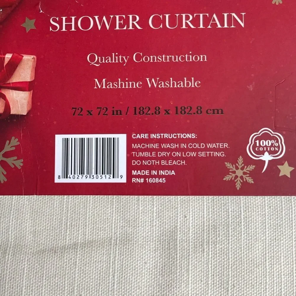 Joy Peace Love Holiday Shower Curtain 72” x 72” NWT